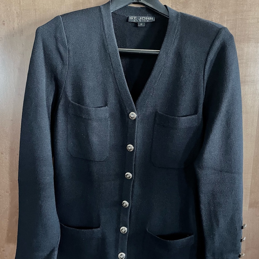 St. John classic black cardigan jacket.
